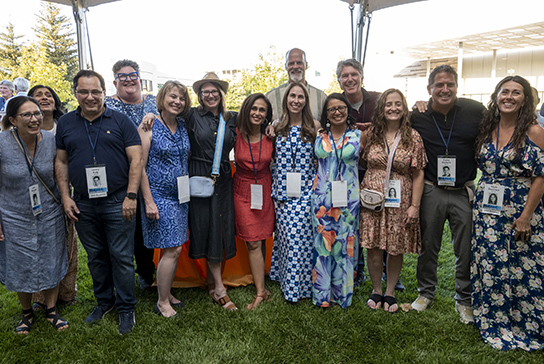 Members of the Class of 2000 gather before the reunion dinner.